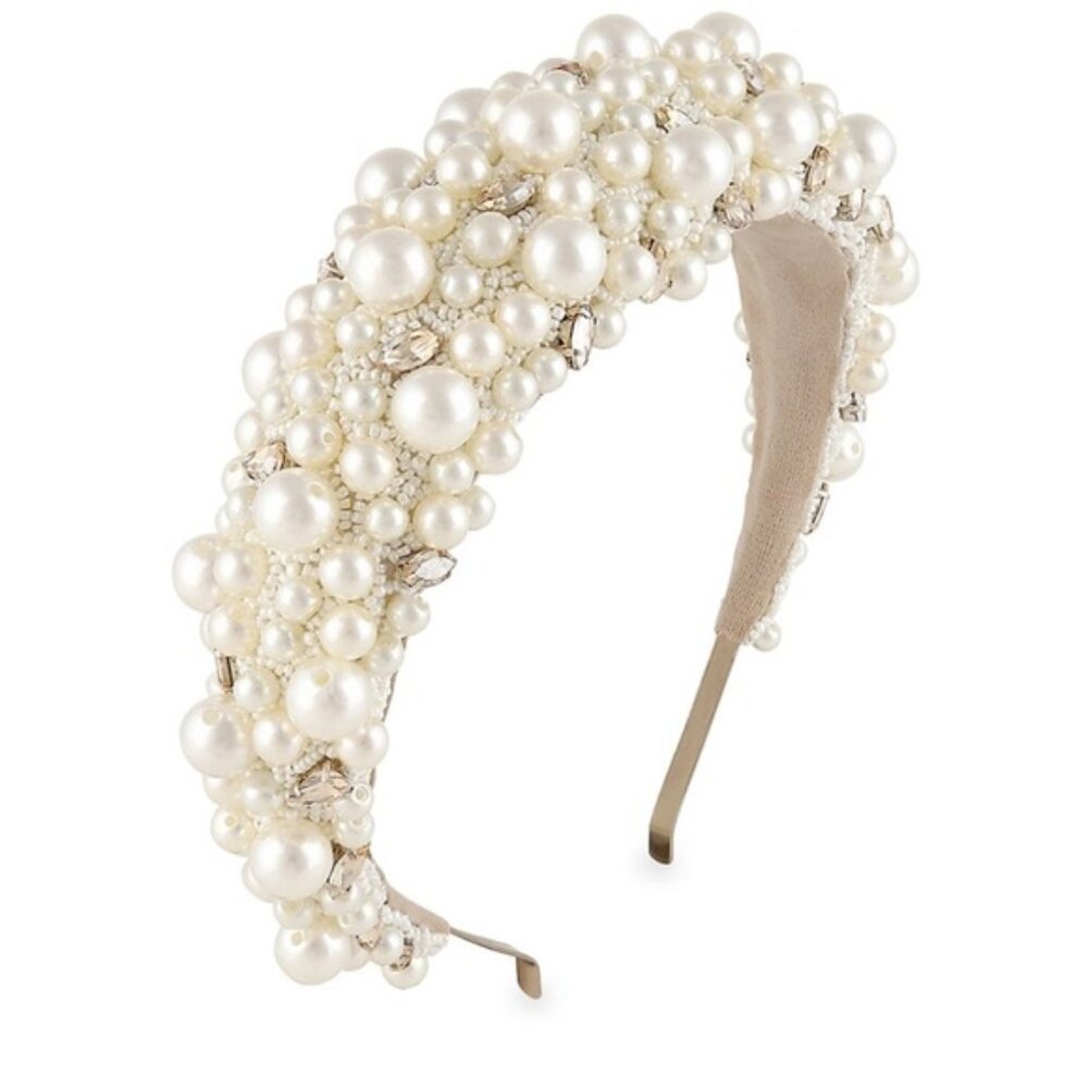 GORGEOUS  Deepa Gurnani Lux Faux Pearl Embellished Padded Headband